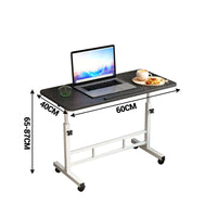 Scrivania mobile Garvee regolabile in altezza con ruote per ufficio, soggiorno, camera da letto, 80x40 cm, bianco