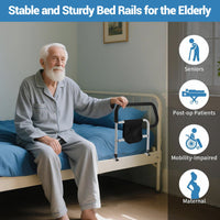 Garvee Supporto per sponda letto per adulti con tasca per anziani 56,5x56x46,5 cm Nero