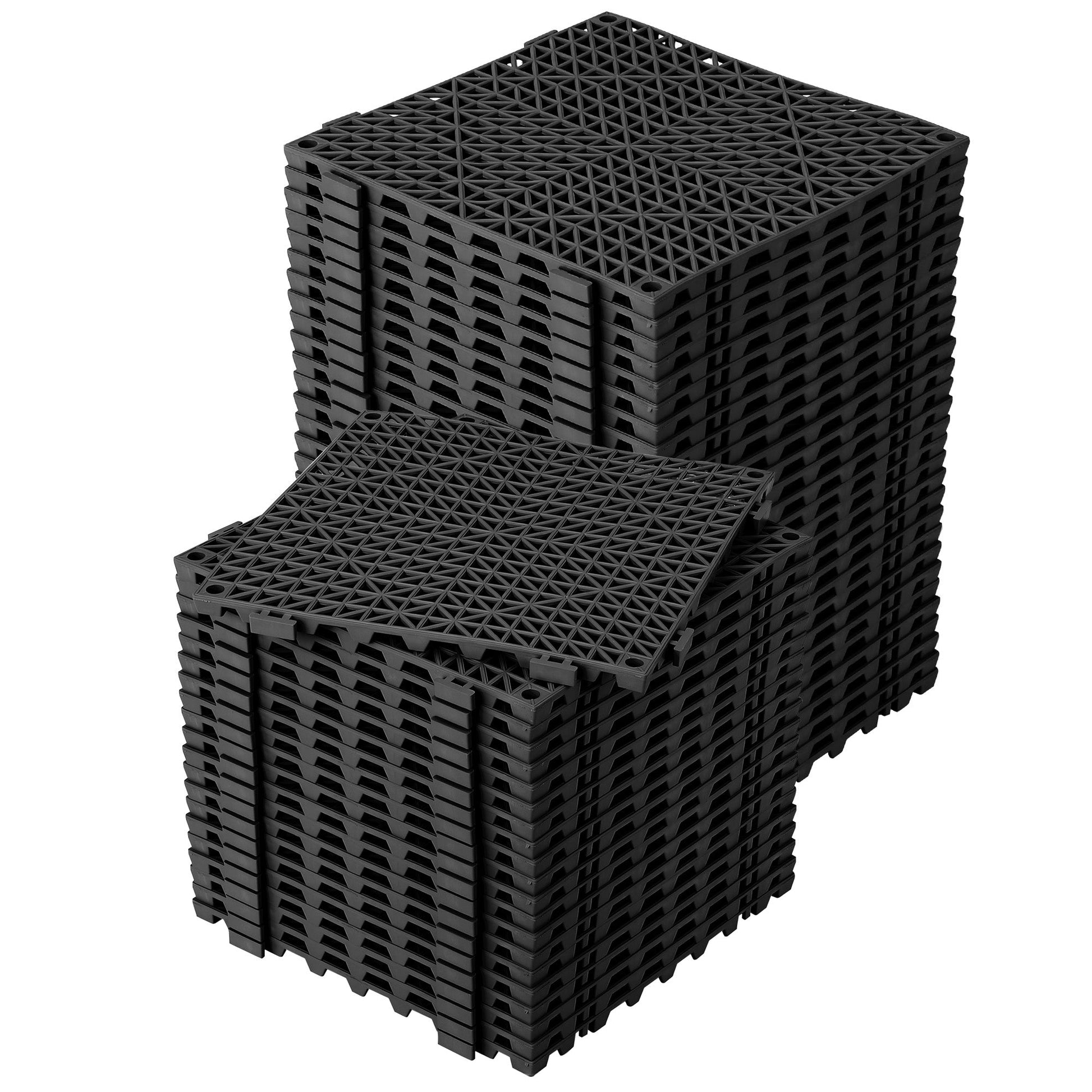 Tappetini di drenaggio in PVC Garvee modulari ad incastro, 50 pezzi, 12x12 pollici, neri, per garage, giardino, piscina, esterni, antiscivolo, durevoli