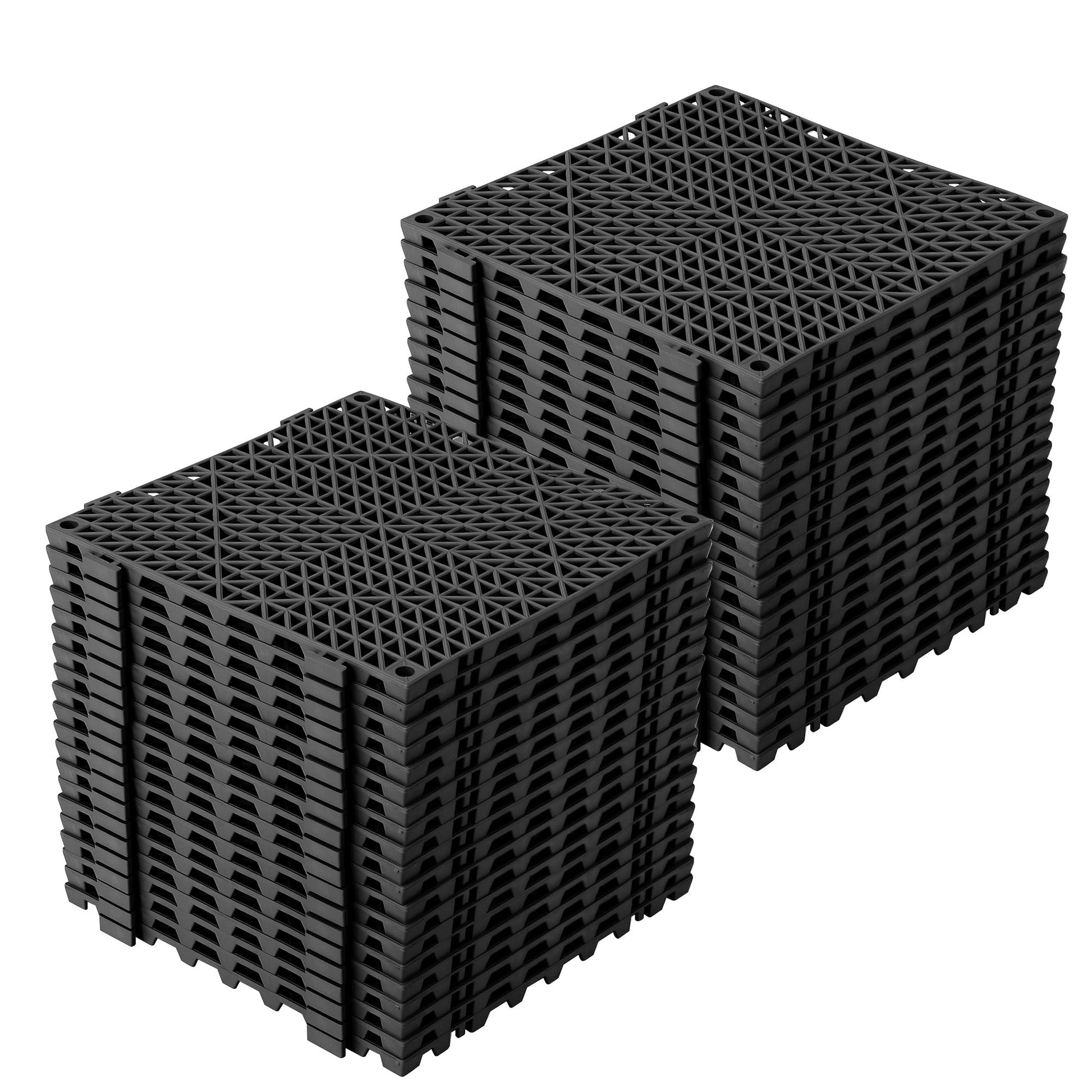 Tappetini di drenaggio in PVC Garvee modulari ad incastro, 50 pezzi, 12x12 pollici, neri, per garage, giardino, piscina, esterni, antiscivolo, durevoli