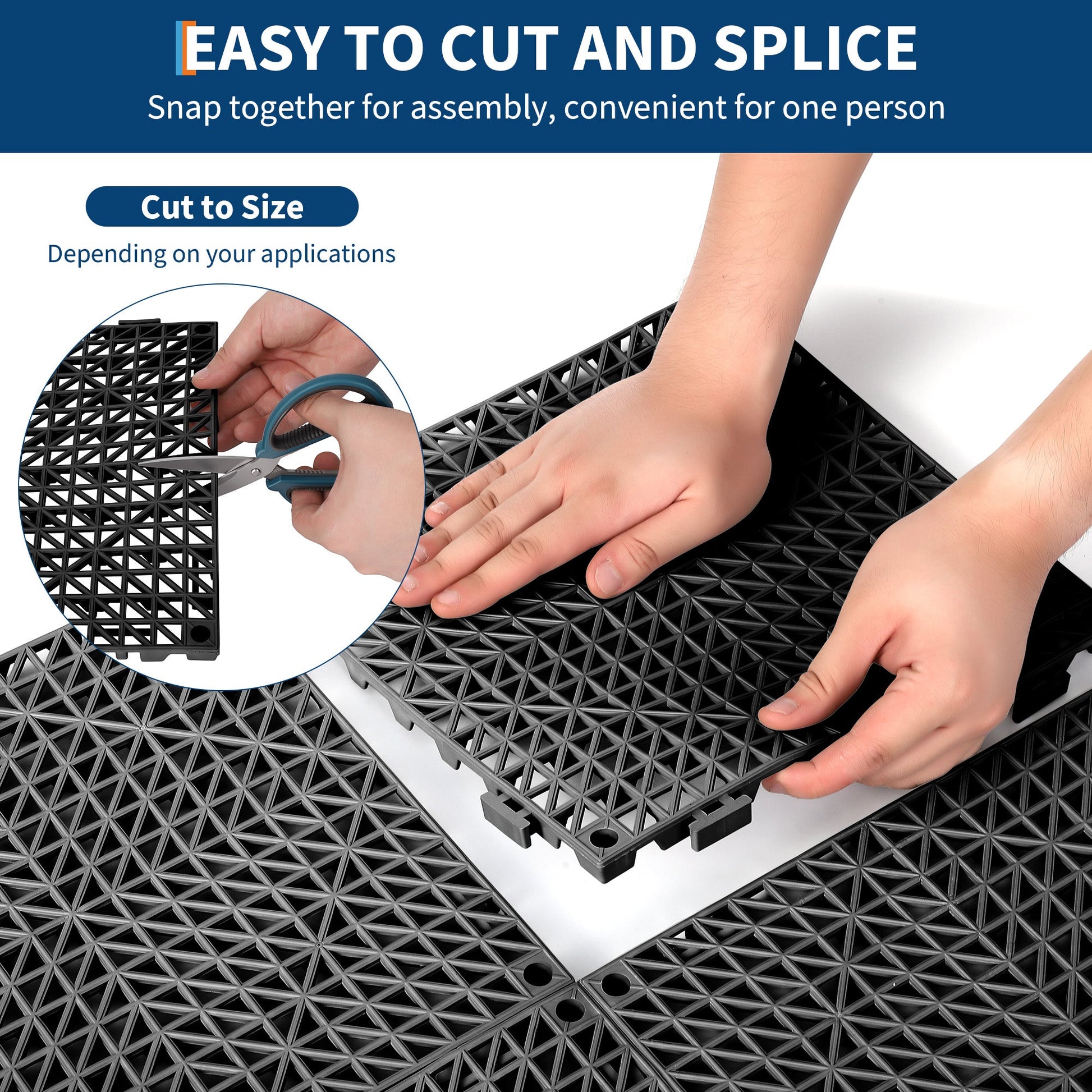 Tappetini di drenaggio in PVC Garvee modulari ad incastro, 50 pezzi, 12x12 pollici, neri, per garage, giardino, piscina, esterni, antiscivolo, durevoli