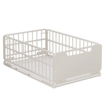 Garvee, cassetto pieghevole ed estensibile, organizer sottopensile scalabile per mobili da cucina, 43 x 25 x 18 cm, metallo, non richiede fori, bianco