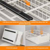 Garvee, cassetto pieghevole ed estensibile, organizer per armadio scalabile, cestino portaoggetti in metallo per dispensa e bagno, non richiede fori, 43 x 25 x 18 cm, nero