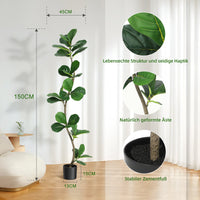 Albero artificiale Garvee Ficus Lyrata da 5 piedi con 36 foglie e vaso di cemento nero per la decorazione di casa e ufficio