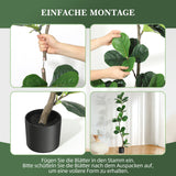 Albero artificiale Garvee Ficus Lyrata da 5 piedi con 36 foglie e vaso di cemento nero per la decorazione di casa e ufficio - 