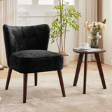 Garvee Poltrona Accent Mid-Century in Legno e Tessuto, Comfort Ergonomico, Struttura Robusta, Gambe Antiscivolo, Ideale per Soggiorno e Angolo Lettura - Black