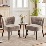 Garvee Sedia Accent Mid-Century in Legno e Tessuto, Comfort Ergonomico, Supporto Posturale, Struttura Robusta, Piedini Antiscivolo, Ideale per Soggiorno e Camera - Light Tan