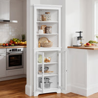 Mobiletto angolare alto Garvee da 64" con 2 ante in vetro e ripiani regolabili per soggiorno e cucina, bianco, salvaspazio