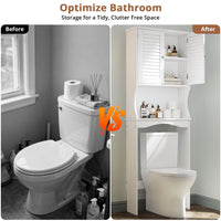 Mobiletto portaoggetti sopra il WC Garvee, 3 ripiani con ripiani regolabili, per bagni, bianco, salvaspazio