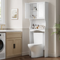 Mobiletto portaoggetti sopra il WC Garvee, 3 ripiani con ripiani regolabili, per bagni, bianco, salvaspazio