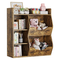 Scaffale portagiochi per bambini Garvee a 3 ripiani con 5 scomparti, MDF robusto, multifunzionale per camera da letto e cameretta, bianco compatto