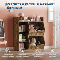 Scaffale portagiochi per bambini Garvee a 3 ripiani con 5 scomparti, MDF robusto, multifunzionale per camera da letto e cameretta, bianco compatto