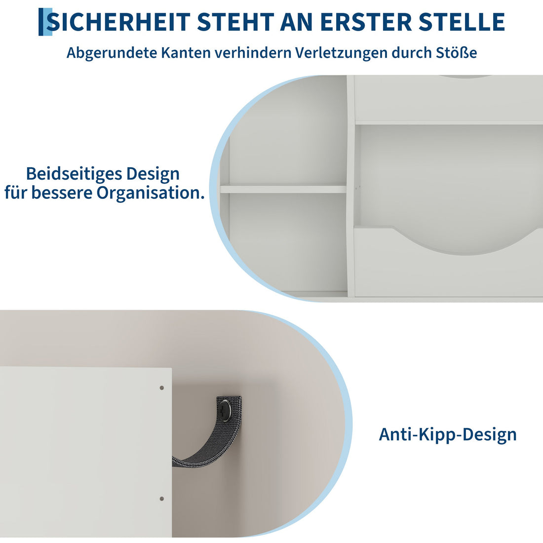 Scaffale portagiochi per bambini Garvee a 3 ripiani con 5 scomparti, bifacciale, MDF, robusto per camera da letto e cameretta, versatile, bianco