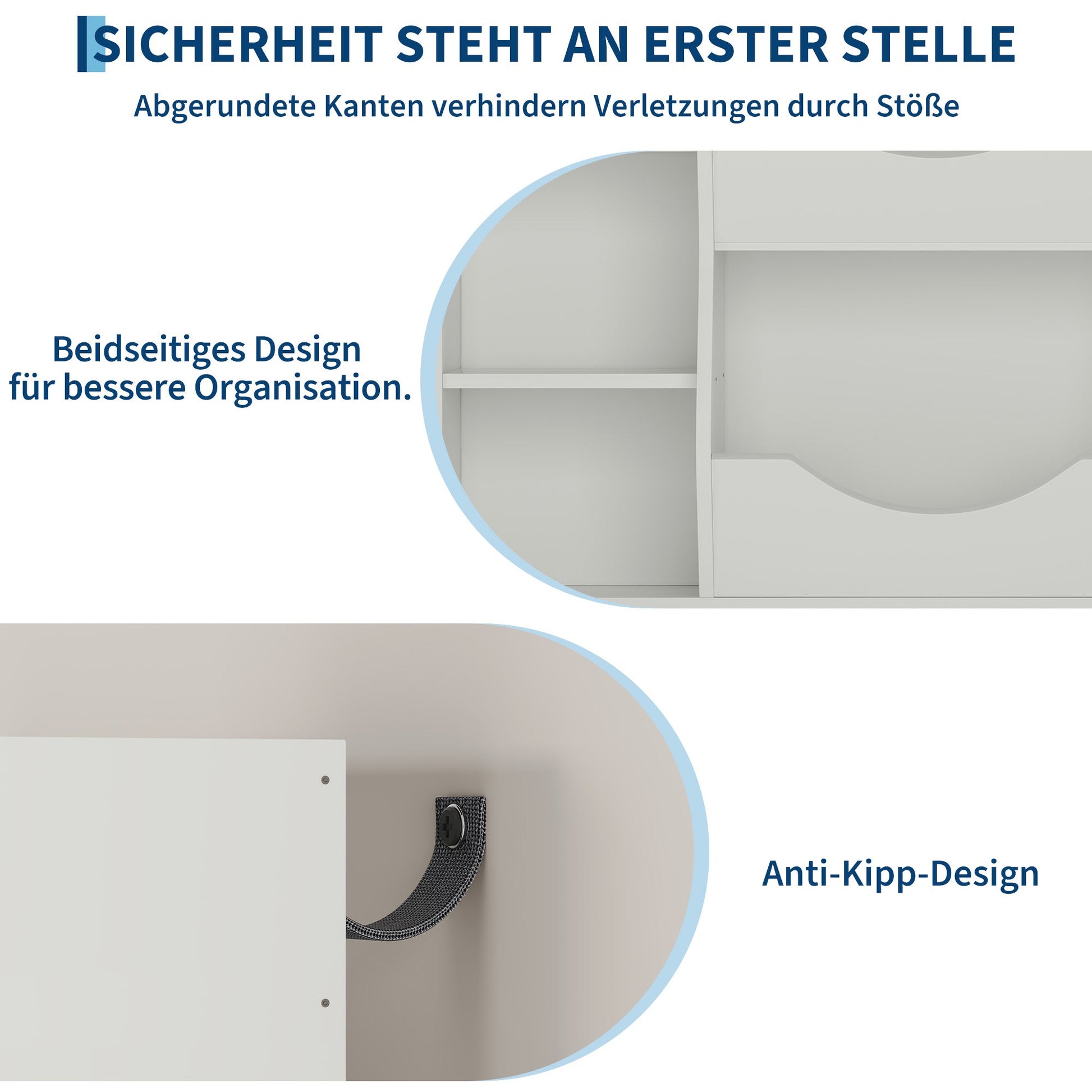 Scaffale portagiochi per bambini Garvee a 3 ripiani con 5 scomparti, bifacciale, MDF, robusto per camera da letto e cameretta, versatile, bianco