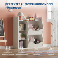 Scaffale portagiochi per bambini Garvee a 3 ripiani con 5 scomparti, bifacciale, MDF, robusto per camera da letto e cameretta, versatile, bianco