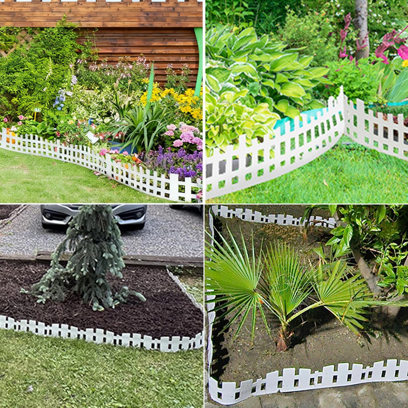 Bordatura per prato Garvee da 10 m con 30 picchetti di ancoraggio, flessibile, resistente alle intemperie, in plastica, alta 13 cm, bianca, per giardino, vialetti, aiuole