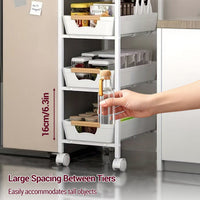 Carrello da cucina Garvee, 5 ripiani, in metallo con piano in legno, per cucina e bagno, mobile, regolabile, robusto, 4 ruote, stile vintage