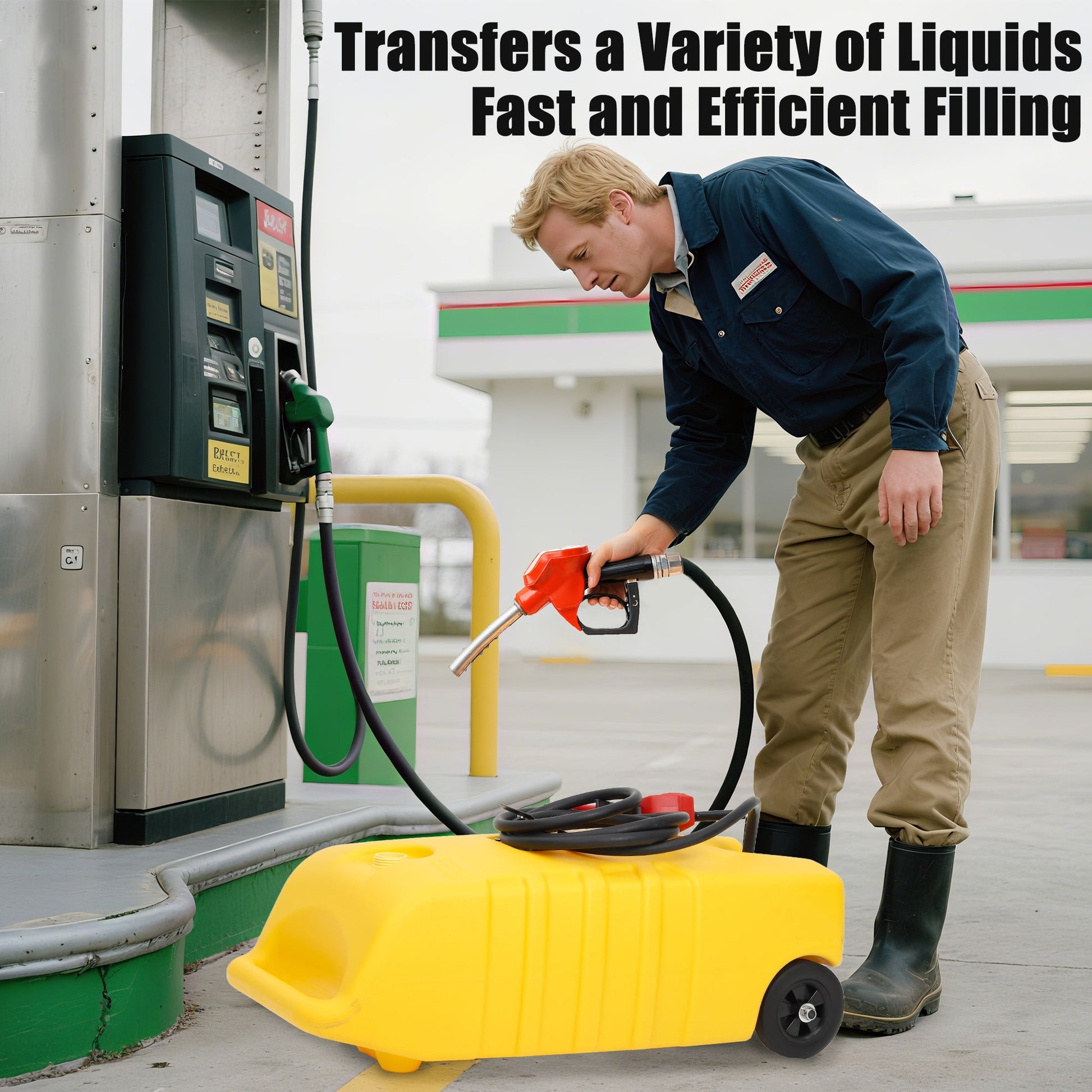 Serbatoio di carburante portatile Garvee da 14 galloni con pompa per tosaerba e barche, 57 litri, HDPE, resistente ai raggi UV