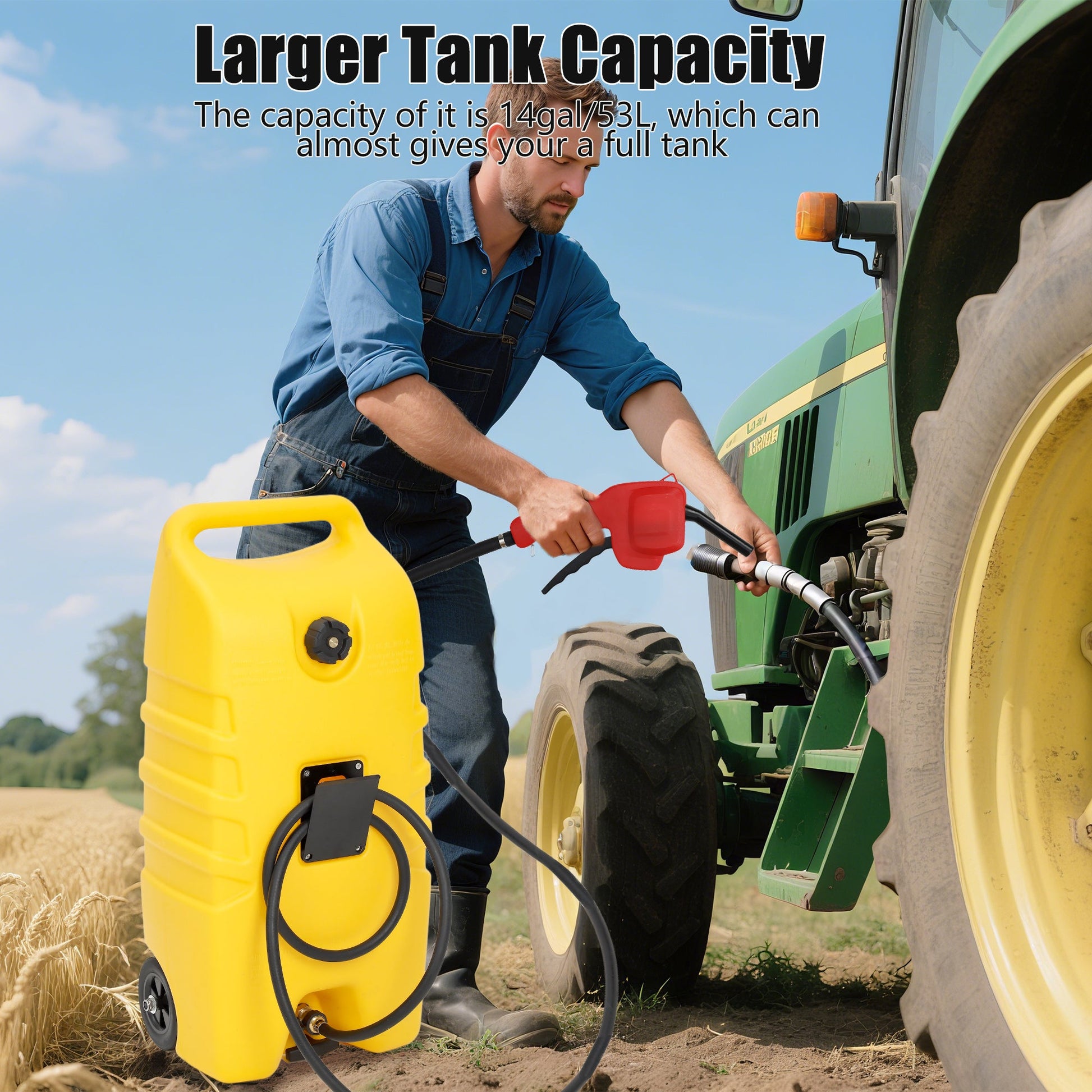 Serbatoio di carburante portatile Garvee da 14 galloni con pompa per tosaerba e barche, 57 litri, HDPE, resistente ai raggi UV