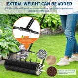 Garvee Rullo Manuale per Aerazione Prato 180 cm Regolabile, Acciaio Robusto, Punte Affilate, Cura del Prato, Per Terreni Compatti, Peso Regolabile