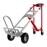 Carrello pieghevole Garvee 3 in 1 per carichi pesanti con ruote e cinghie elastiche per casa e ufficio, capacità di carico di 349.39 kg - Rosso e argento, fondo piatto