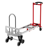 Carrello portascale Garvee 3 in 1 con cinghie elastiche pieghevoli per impieghi gravosi, per casa e ufficio, capacità di carico di 349.39 kg - Modello per salire le scale in rosso e argento