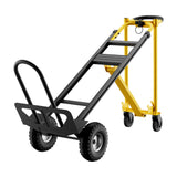 Carrello pieghevole Garvee 3 in 1 per carichi pesanti con ruote ed elastici per casa e ufficio, capacità di carico di 349 kg, pieghevole - Pavimento piatto giallo