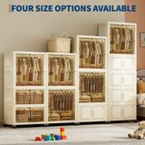Garvee Armadio Portatile Organizer Con Porte Magnetiche E Ruote, Pieghevole In Plastica, Compatto, Facile Da Spostare, Casa E Ufficio, Multifunzione, Senza Attrezzi - B: 65 cm larghi guardaroba pieghevole lusso leggero con 1 strato + 4 strati scatole pieghevoli (Knaa865-14)