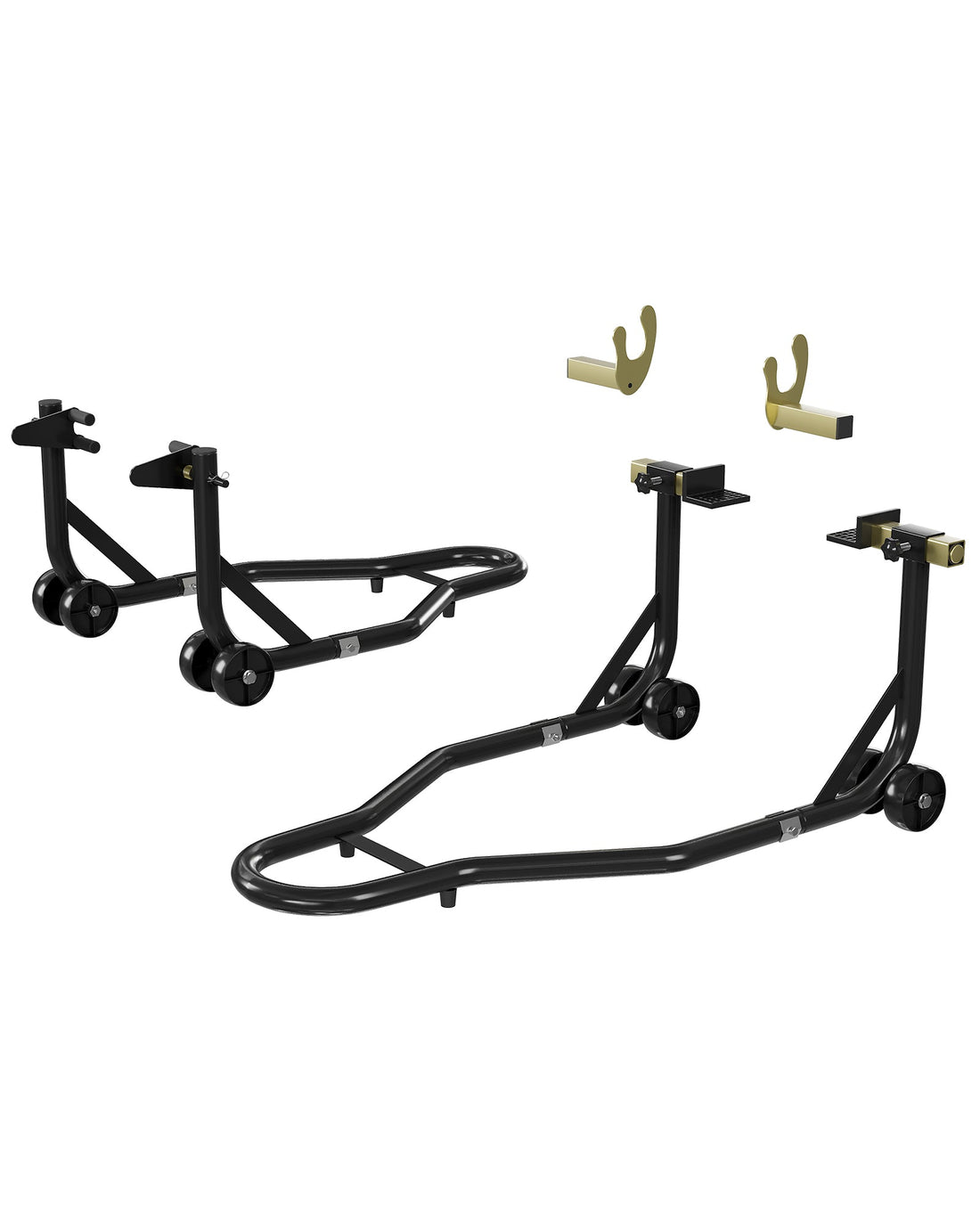 Supporto per moto Garvee, capacità 900 libbre, ruote anteriori e posteriori, freno oscillante regolabile, funzionamento nero, utilizzato in ufficio e in casa