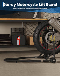 Cavalletto per moto Garvee, capacità di 450 libbre, staffa oscillante U+L regolabile, manuale e riparazione, laminato a freddo, nero
