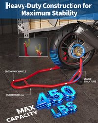 Cavalletto per moto Garvee, portata di 90 libbre, regolabile, con staffa U+L oscillante, in acciaio laminato a freddo, resistente alla ruggine, per manutenzione e riparazione