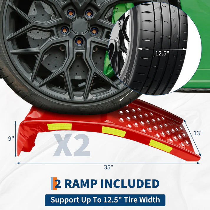 Garvee Rampe Auto Pesanti 2 Pezzi 8000lbs Acciaio Antiruggine Riflettenti Notturne 89x33 cm Garage Officina