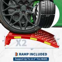 Garvee Rampe Auto Pesanti 2 Pezzi 8000lbs Acciaio Antiruggine Riflettenti Notturne 89x33 cm Garage Officina