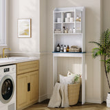 Garvee Mobiletto Da Bagno Sopra WC Con Ante In Vetro, Ripiani Regolabili, Bianco, 58.4x18.5x174 cm - Organizer Salvaspazio Per Bagno E Lavanderia