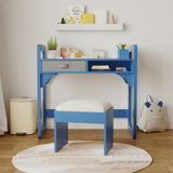 Set Scrivania e Sedia per Bambini Regolabile in Legno Blu per Bambini 3-8 Anni - Blu N