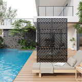 Garvee Schermo Privacy in Metallo 188x120 cm con Supporto - Pannelli Divisori Esterni & Interni, Nero, Acciaio Robusto, Uso Giardino & Balcone - Nero 1