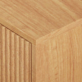 Garvee Cassettiera 3 Cassetti Moderna in Legno con Maniglie e Gambe in Metallo Dorato, Design Fluted Naturale, 71x43x76 cm, Naturale