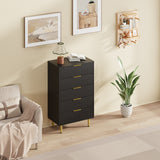 Garvee Cassettiera Moderna a 5 Cassetti Nero, Metallo, Legno Ingegnerizzato, Organizer Versatile per Camera e Soggiorno 76x46x122 cm