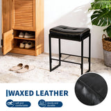 Garvee Sgabello da Bar Saddle Altezza 66 cm Bancone, Seduta Curva in Pelle Cerata, Telaio in Ferro, Nero, Cucina e Bar
