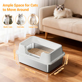 Garvee Lettiera per Gatti in Acciaio Inox 32L XXL Vaschetta Alta Bordi Anti-Fuoriuscite per Gatti Grandi Casa Argento - Grigio