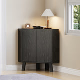 Garvee Mobile Angolare da Fattoria con Ripiano Regolabile, Tavolino Industriale a 3 Livelli in Legno, Nero, 80x40x78 cm per Soggiorno e Cucina - Nero