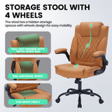 Garvee Sedia da Ufficio in Pelle PU Marrone - Comfort Ergonomico, Supporto Lombare, Regolabile - Per Uffici e Studi - Marrone