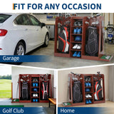 Garvee Organizer Porta Mazze da Golf in Legno Naturale - Supporto per 2 Borse, 141 cm x 40,6 cm x 94 cm - Ideale per Garage e Casa - Nero