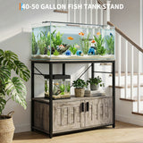 Garvee Supporto per Acquario 151-189 L con Armadietto, Metallo Robusto, Design Moderno, Piedini Regolabili, Per Casa e Ufficio, Nero - Gray
