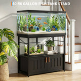 Garvee Supporto per Acquario 40-50 L con Mobiletto, Metallo, Pannelli Impermeabili, Piedini Regolabili, Soggiorno e Ufficio, Nero, 93 x 48 cm - Black