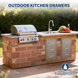 Garvee Cassetti Da Cucina Esterni 41x72x52 cm Tripli Accessi Maniglia Acciaio Inox Silenziosi BBQ Patio - Grey
