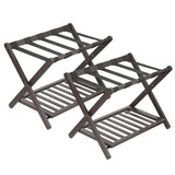 GARVEE Portavaligie Pieghevole in Bambù, Marrone, Supporto per Valigie con Cinghie in Nylon e Ripiano Inferiore, per Camera da Letto e Ospiti - Marrone