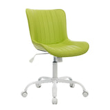Garvee Sedia Ufficio Strisce Tessuto Armless Swivel Regolabile Altezza Metallo Bianco Compatta Verde Casa Studio - Green