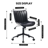 Garvee Sedia Da Ufficio Striped Fabric Armless Altezza Regolabile Metallo Bianco Girevole 360° Per Spazi Ridotti - Black