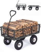 Garvee Carrello da Giardino in Acciaio per Trasporto di Terra, Piante e Attrezzi, Portata Dichiarata 363 kg - Grigio